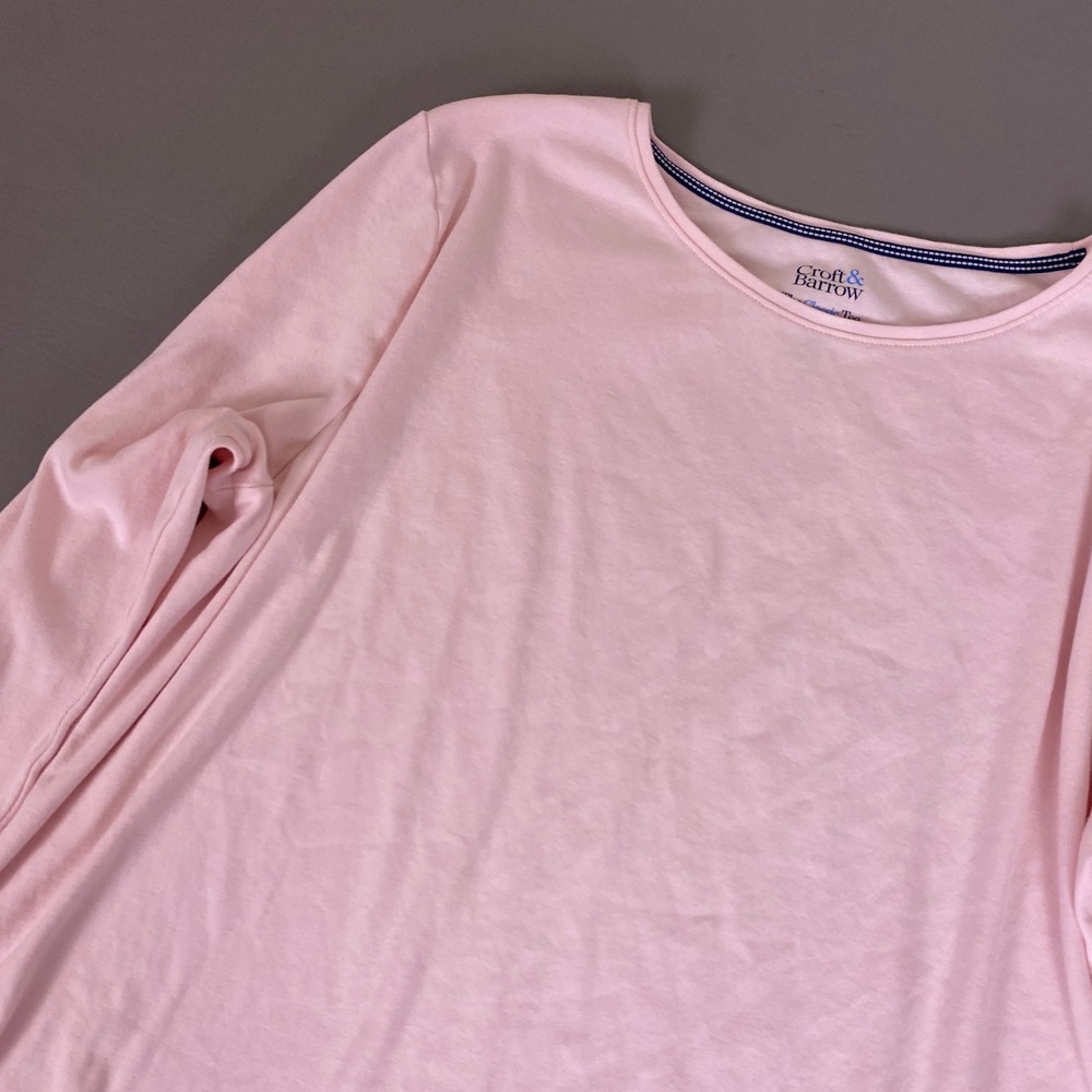 Croft & Barrow The Classic Tee Shirt Womens Plus 2X Pink Long Sleeve 100% Cotton - Picture 3 of 9